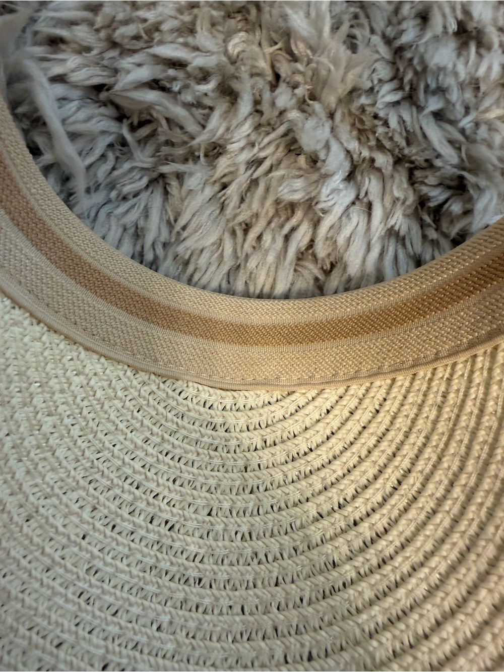 High quality Pearl-Embellished Straw Visor Hat - Cream - Picture 7 of 8